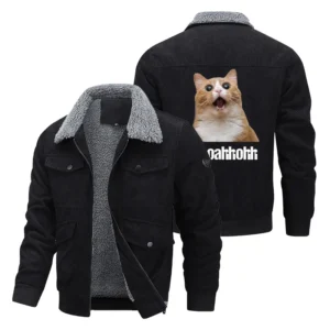 Thickened Corduroy Jacket Cat Whoahhohh CLE05090425030 - Black
