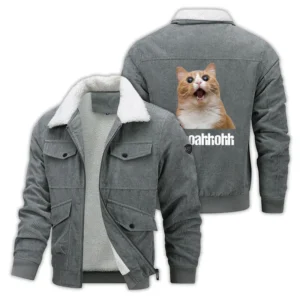 Thickened Corduroy Jacket Cat Whoahhohh CLE05090425030 - Gray