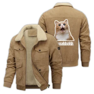 Thickened Corduroy Jacket Cat Whoahhohh CLE05090425030 - Khaki
